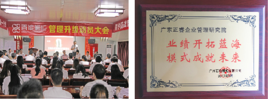 广东百能橱柜有限公司赠与香港万向娱乐牌匾